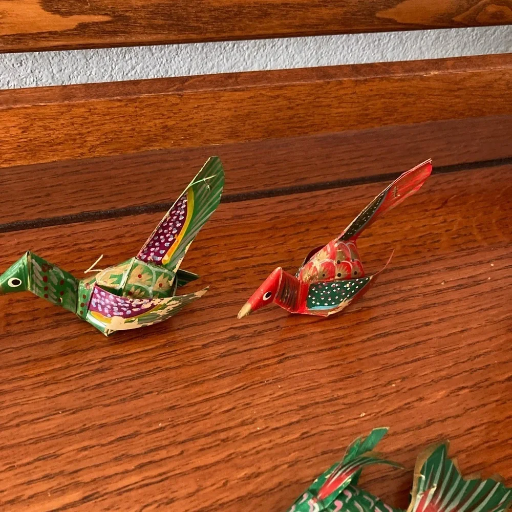 Hanging birds and fish Vintage Oragami painted missing some paint